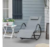 Outsunny Zero Gravity Rocking Lounge Chair Pillow Garden Outdoor Furniture Brown - Grey - Texteline, Galvanized Metal - 160cm x 61cm x 79cm