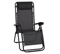 Outsunny Zero Gravity Sun Lounger With Pillow - Black | TJ Hughes