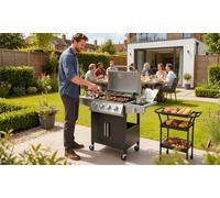 Outsuny 4 Burner Gas BBQ Grill with a Side Burner and Thermometer