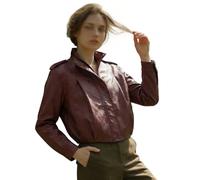 OUTTA BOX Women’s Faux Leather Jacket, Zip Up Stand Collar Coat with Strap Detail, Slim Fit PU Jacket Elegant Casual Outerwear for Spring Autumn (UK, Alpha, L, Regular, Regular, Wine Red)
