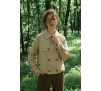 OUTTA BOX Women's Double-Breasted Stand Collar Loose Elegant Women's Coat in Khaki | Size: Medium OUTTA BOX Khaki M