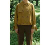 OUTTA BOX Women's Double-Breasted Stand Collar Loose Elegant Women's Coat in Mustard | Size: Small OUTTA BOX Mustard S