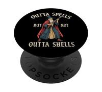 Outta Spells But Not Outta Shells Funny Wizard Fantasy Meme PopSockets Adhesive PopGrip