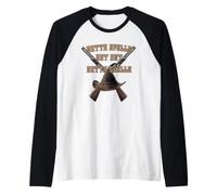 Outta Spells But Not Outta Shells Rifle Wizard Witch Magic Raglan Baseball Tee