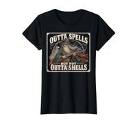 Outta Spells But Not Outta Shells Vintage Wizard Graphic Value Graphic T-Shirt, Women, Black, M