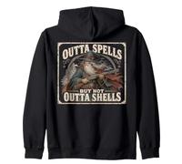 Outta Spells But Not Outta Shells Vintage Wizard Graphic Zip Hoodie