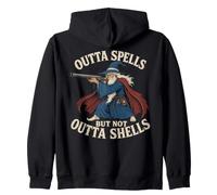 Outta Spells But Not Outta Shells Wizard Fantasy Meme Zip Hoodie