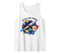 Outta This World. Cute Planet Space Lover, Astronaut Galaxy Tank Top