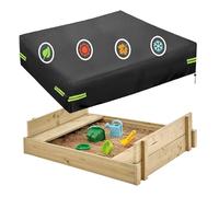 OUTTDID Square Sandbox Cover, 420D Garden Waterproof Sand Pit Cover Dustproof Protection Sandpit Pool Cover Black Sand Box Canopy with Drawstring Avoid the Sand and Toys Contamination - 205CM