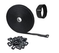 Outtshop 8M Adjustable Cable Straps with 40 Buckles, Black Reusable Cable Ties Heavy Duty,Hook and Loop Tape, Ideal for Home,Office,Garden, Cable Management, and More