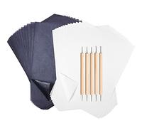 Outus 100 Sheets Carbon Graphite Transfer Paper A4 Size Tracing Carbon Copy Graphite Paper with 5 Embossing Stylus Tracing Stylus Dotting Tools for Dark Cloth Fabric Embroidery and Wood, Black&White