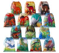 Outus 14 Pieces Dinosaurs Drawstring Bags, 13.7 x 12 Inch Large Dino Favor Bag, Kids Birthday Party Goodie Bags for Dinosaur Themed Birthday Party Baby Shower Supplies