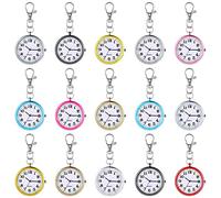 Outus 15 Pieces Quartz Nurse Pocket Watch Round Doctor Brooch with Key Buckle Hanging Nurse Watch Clip on Doctors, multicolor, One Size, Modern