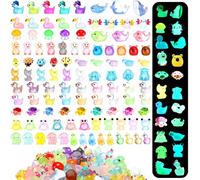 Outus 154 Pcs Luminous Mini Resin Animals Glow in The Dark Ducks Tiny Resin Animal Figurines Glow in The Dark Mini Figurines for Micro Garden Landscape Cake Potted Plants Decor Supplies (Charming)