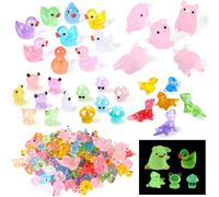 Outus 154 Pcs Luminous Mini Resin Animals Glow in The Dark Ducks Tiny Resin Animal Figurines Glow in The Dark Mini Figurines for Micro Garden Landscape Cake Potted Plants Decor Supplies (Classic)