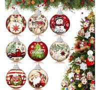Outus 16 Pcs Christmas Ball Ornaments for Tree Merry Christmas Snow Joy Hanging Ornaments Xmas Santa Claus Snowman Balls for Tree Decoration Xmas Gifts Farmhouse Home Fireplace Decoration