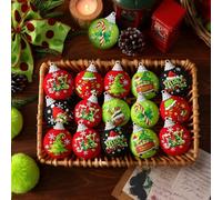 Outus 16 Pcs Christmas Ball Ornaments for Tree Red and Green Merry Christmas Hanging Ornaments Xmas Elf Balls for Tree Decoration Xmas Gifts Farmhouse Home Fireplace Decoration Holiday Party Favors