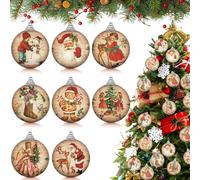Outus 16 Pcs Christmas Tree Ball Ornaments Vintage Christmas Decorations for Tree Xmas Socks Gingerbread Decorative Hanging Ornaments for Farmhouse Home Fireplace Decoration Holiday Party Favors