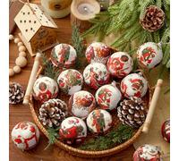 Outus 16 Pcs Santa Claus Black Ball Ornaments for Tree African American Christmas Hanging Ornaments Santa Claus Black Christmas Decorations for Tree Xmas Gifts Farmhouse Fireplace Holiday Party Favors
