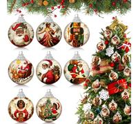 Outus 16 Pcs Santa Claus Black Ball Ornaments for Tree African American Christmas Hanging Ornaments Santa Claus Black Christmas Decorations for Tree Xmas Gifts Farmhouse Fireplace Holiday Party Favors