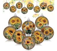 Outus 16 Pcs Vintage Spring Sunflower Ornaments Balls for Tree Spring Flower Decorations Summer Sunflower Ornaments Farmhouse Floral Hanging Summer Decor for Small Tree Home Party Craft Decor