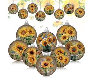 Outus 16 Pcs Vintage Spring Sunflower Ornaments Balls for Tree Spring Flower Decorations Summer Sunflower Ornaments Farmhouse Floral Hanging Summer Decor for Small Tree Home Party Craft Decor