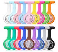 Outus 18 Pieces Nurse Watch for Doctor Nurse Clip on Silicone Brooch Fob Watch Portable Pocket Badge Watches with Second Hand Nurses Week Gift, 18 Colors