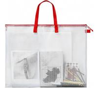 Outus 19 x 25 Inches Art Portfolio Case Posters transparent Storage Bag Portfolio Folder with red Handle and Zipper Folder Organizer for Painting Bulletin Boards End of the Year Gifts