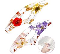 Outus 2 Pieces Dried Flower Resin Book Page Holder Transparent Thumb Ring Handmade Personalized Bookmark Reading Accessories for Teachers Lovers Literary (Adorable Style)