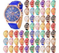 Outus 26 Pack Assorted Platinum Wrist Unisex Watch Wholesale Quartz Watch Sets for Women Men Ladies with PU Leather Belt, Classic Business Style, Casual