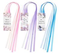 Outus 3 Pieces Bible Ribbon Bookmark Ribbon Markers Artificial Leather Bookmark with Colorful Ribbons for Books (Bright Ribbon,Floral Style)