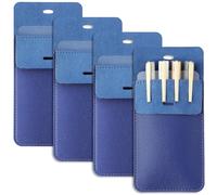 Outus 4 Pack Pocket Protector, Leather Pen Pouch Holder Organizer for Lab Coats/shirts/pen Note, Handmade Pencil Pocket Holder for Office Hospital Supplies (Blue)