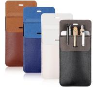 Outus 4 Pack Pocket Protector, Leather Pen Pouch Holder Organizer for Lab Coats/shirts/pen Note, Handmade Pencil Pocket Holder for Office Hospital Supplies (Multi Color)