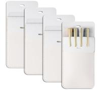 Outus 4 Pack Pocket Protector, Leather Pen Pouch Holder Organizer for Lab Coats/shirts/pen Note, Handmade Pencil Pocket Holder for Office Hospital Supplies(White)