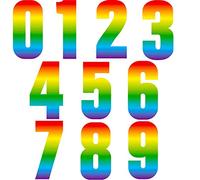 Outus 40 Pieces Bin Numbers for Wheelie Bins Stickers Large Decorative Dustbin Bin Stickers Self-Adhesive from 0 to 9, 17 cm Height(Rainbow Style)