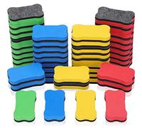Outus 48 Pieces Magnetic Whiteboard Dry Eraser Office Erasers Bone Shaped Dry Erasers Fit for School, Home and Office, Red, Yellow, Blue and Green
