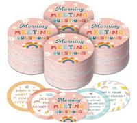Outus 50 Morning Meeting Chips Questions Cards for Students, Classroom Questions Ideas Cards Conversation Starter for Classroom Activity Improve Communication Listening Skill(Retro)