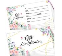Outus 50 Pcs Blank Gift Certificate for Business Floral Certificate Card 3.5 x 7 Inch Double Sided Custom Voucher Card for Client Business Beauty Spa Salon Restaurant Wedding Bridal Birthday