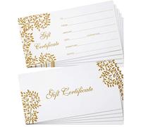 Outus 50 Pcs Blank Gift Certificates for Business Vouchers Coupon Certificates Cards for Spa Salon Restaurants Custom Client Birthday Gift Card Wedding, 3.5 x 7 Inch(White)