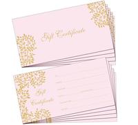 Outus 50 Pieces Blank Gift Certificates for Business Vouchers Coupon Card for Spa Salon Restaurants Custom Client Vouchers for Birthday, Work Gift Card, 3.5 x 7 Inch(Pink)