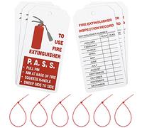 Outus 50 Pieces Fire Extinguisher Tags with 50 Adjustable Wire Ties, 4.2 x 2.1 Inch