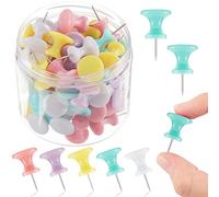 Outus 60 Pcs Giant Push Pins Jumbo Tacks 1 Inch Plastic Head for Cork Board Map Posters Decorations Gifts Under 10 Dollars (Light Pink,White,Green,Purple,Yellow)