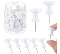 Outus 60 pcs Giant Push Pins Large Thumb Tacks Jumbo Tacks 1 Inch Plastic Heads Pins for Cork Board Map Posters Office School(White)