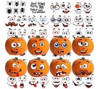 Outus 60 Pcs Pumpkin Decorating Stickers, Halloween Pumpkin Decorating Kit, Pumpkin Face Decals for Toddlers Kids Small Mini Pumpkins, Halloween Game Activities, Halloween Party Favors