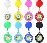 Outus 8 Pieces Retractable Nurse Clip on Badge Watch Silicone Dark Glow Pocket Fob Stethoscope Reel Nurse Watch for CNA Week Gift, Classic