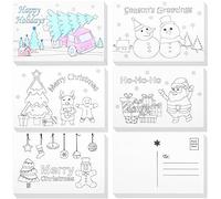 Outus Christmas Color Your Own Postcards Coloring Cartoon Christmas Greeting Cards for DIY Kids, 5 Designs, 4 x 6 Inches(100 Pcs)