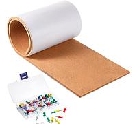 Outus Cork Board Roll 8 mm Thick 60 x 12 Inch Self Adhesive Frameless Cork Bulletin Boards with 100 Mini Push Pins for Wall