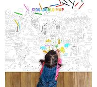 Outus Giant Coloring Poster/Tablecloth Jumbo World Map Large Coloring Book Huge Tablecloth Education Poster for Classroom Home Birthday Party Favor, 43.3 x 31.5 Inch