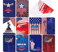 Outus Greeting-cards, 20pcs American Flag, 4 x 6 Inches, Independence Day Greeting Cards with Envelopes, Assorted Red, White and Blue, for 4th of July, Birthdays, Weddings