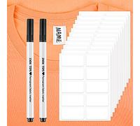 Outus No-Iron Clothing Labels Wash Writable Self Adhesive Name Labels with Permanent Fabric Marker for Daycare, Washer and Dryer Safe (100 Pieces),White,1.2 x 0.6 inches